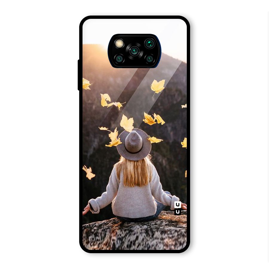 Leaf Rain Sunset Glass Back Case for Poco X3 Pro