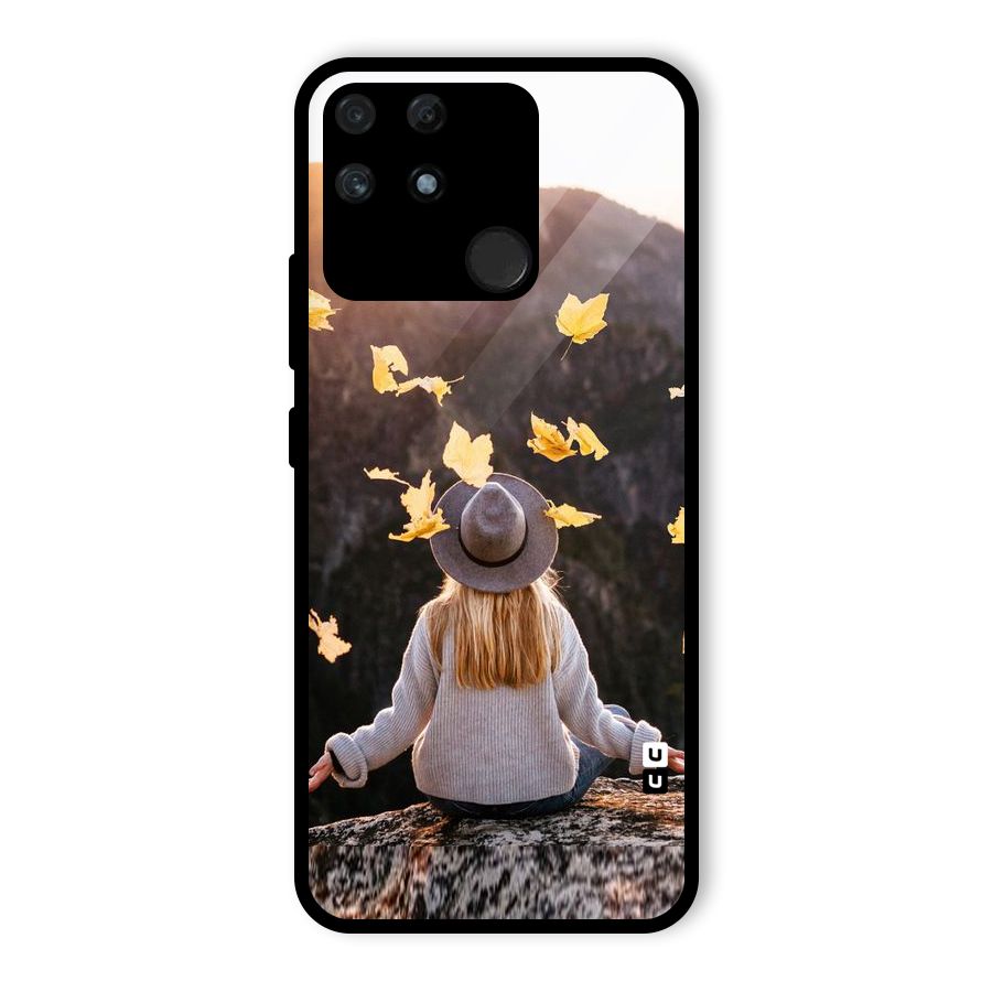 Leaf Rain Sunset Glass Back Case for Realme Narzo 50A