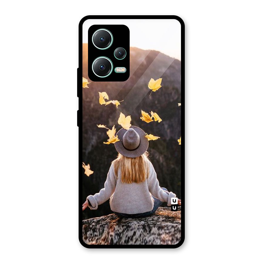 Leaf Rain Sunset Glass Back Case for Redmi Note 12 5G