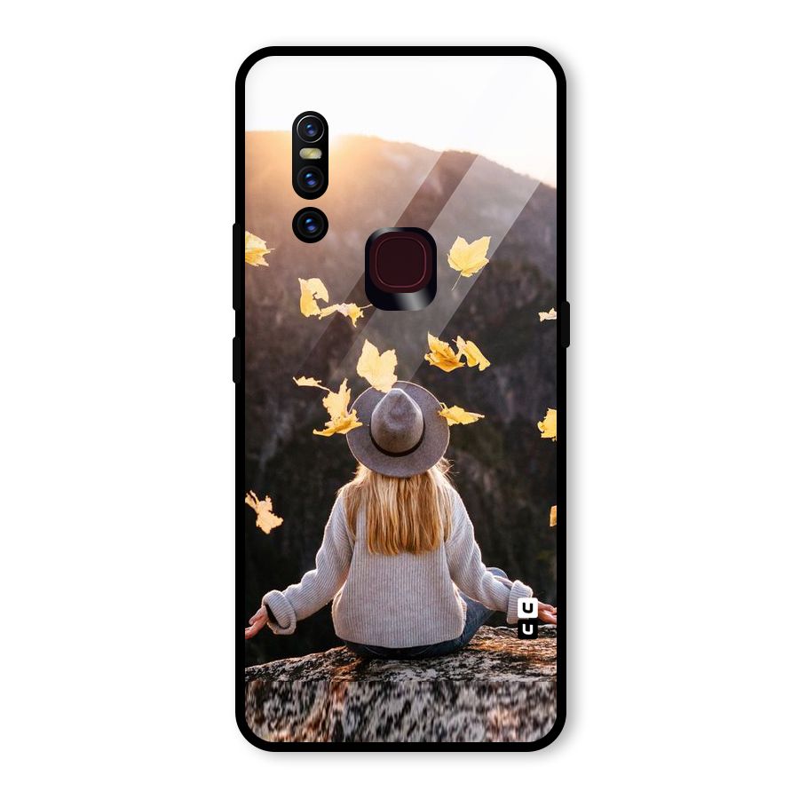 Leaf Rain Sunset Glass Back Case for Vivo V15