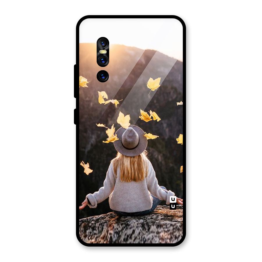 Leaf Rain Sunset Glass Back Case for Vivo V15 Pro