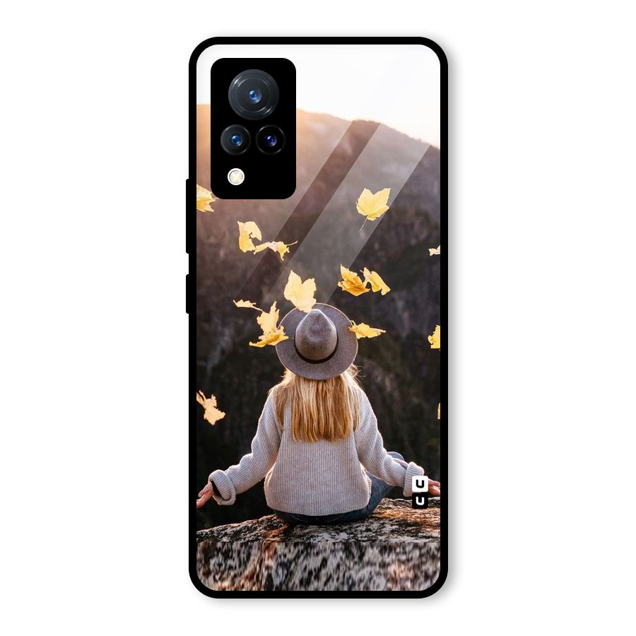 Leaf Rain Sunset Glass Back Case for Vivo V21 5G