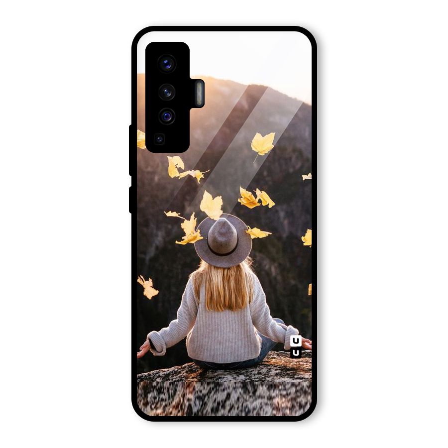 Leaf Rain Sunset Glass Back Case for Vivo X50