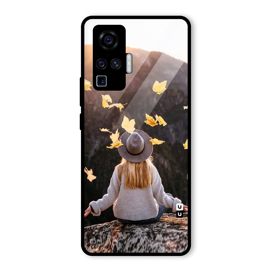 Leaf Rain Sunset Glass Back Case for Vivo X50 Pro