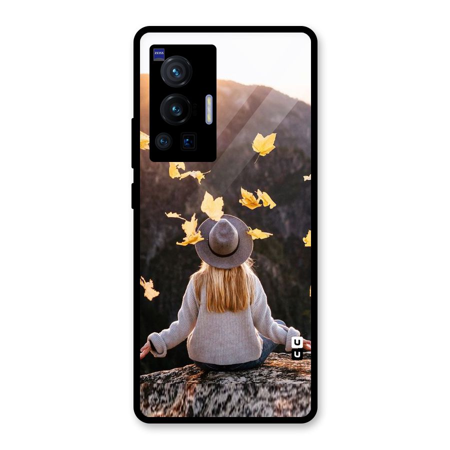Leaf Rain Sunset Glass Back Case for Vivo X70 Pro