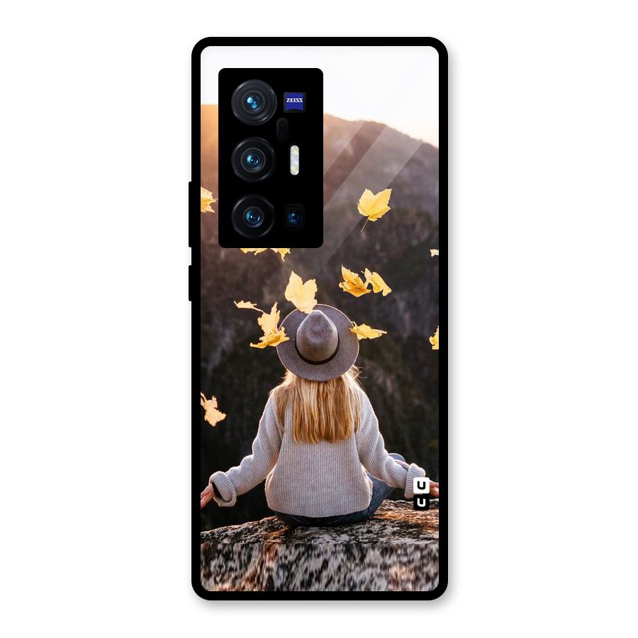 Leaf Rain Sunset Glass Back Case for Vivo X70 Pro Plus