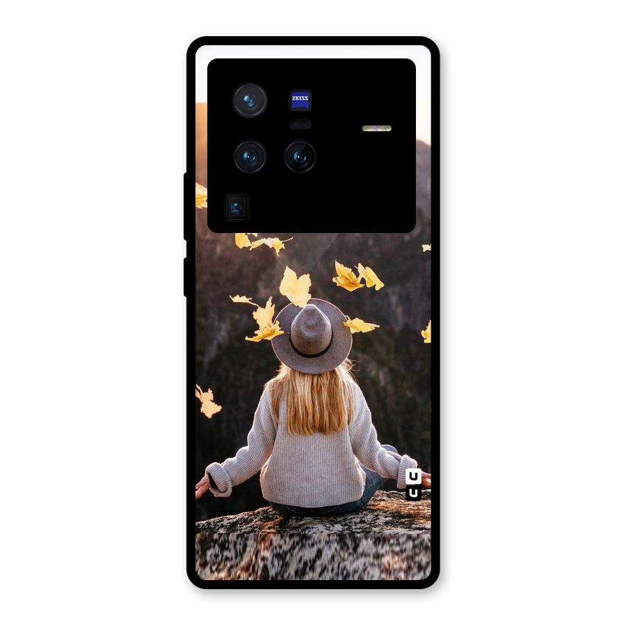 Leaf Rain Sunset Glass Back Case for Vivo X80 Pro