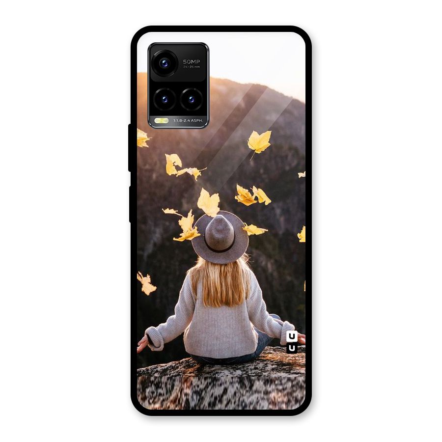 Leaf Rain Sunset Glass Back Case for Vivo Y21T