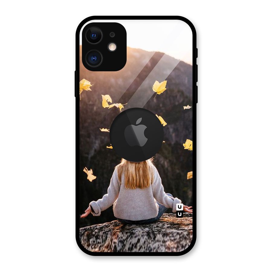 Leaf Rain Sunset Glass Back Case for iPhone 11 Logo Cut