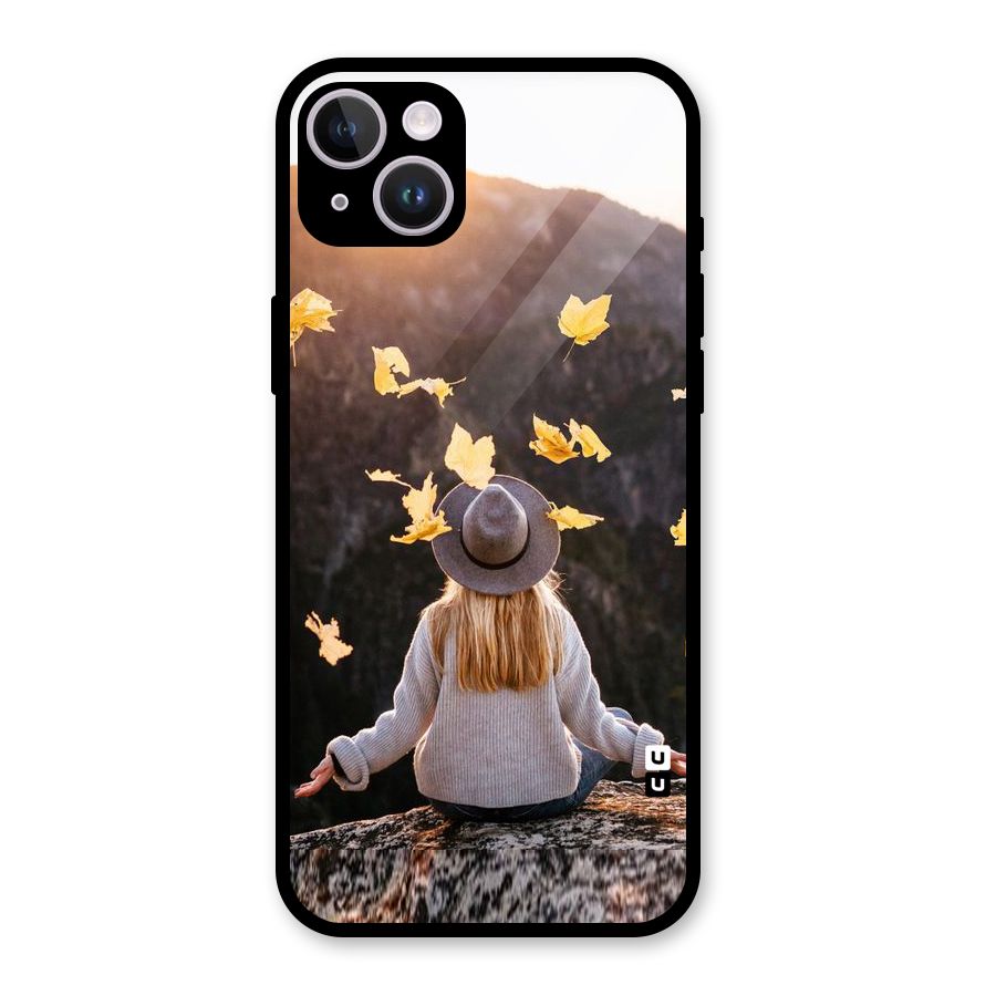 Leaf Rain Sunset Glass Back Case for iPhone 14 Plus