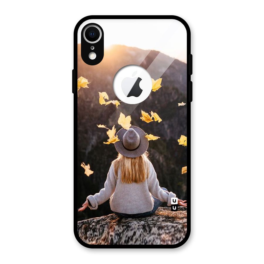 Leaf Rain Sunset Glass Back Case for iPhone XR Logo Cut