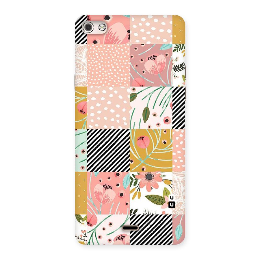 Leaf Stripe Polka Back Case for Micromax Canvas Silver 5