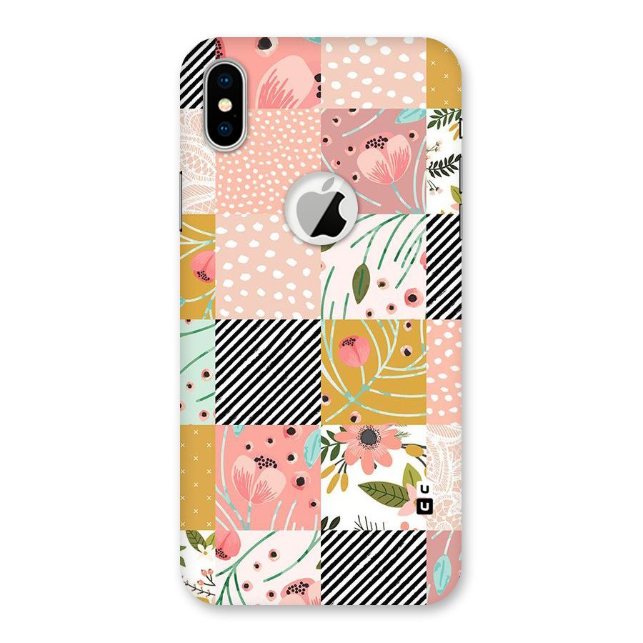 Leaf Stripe Polka Back Case for iPhone X Logo Cut