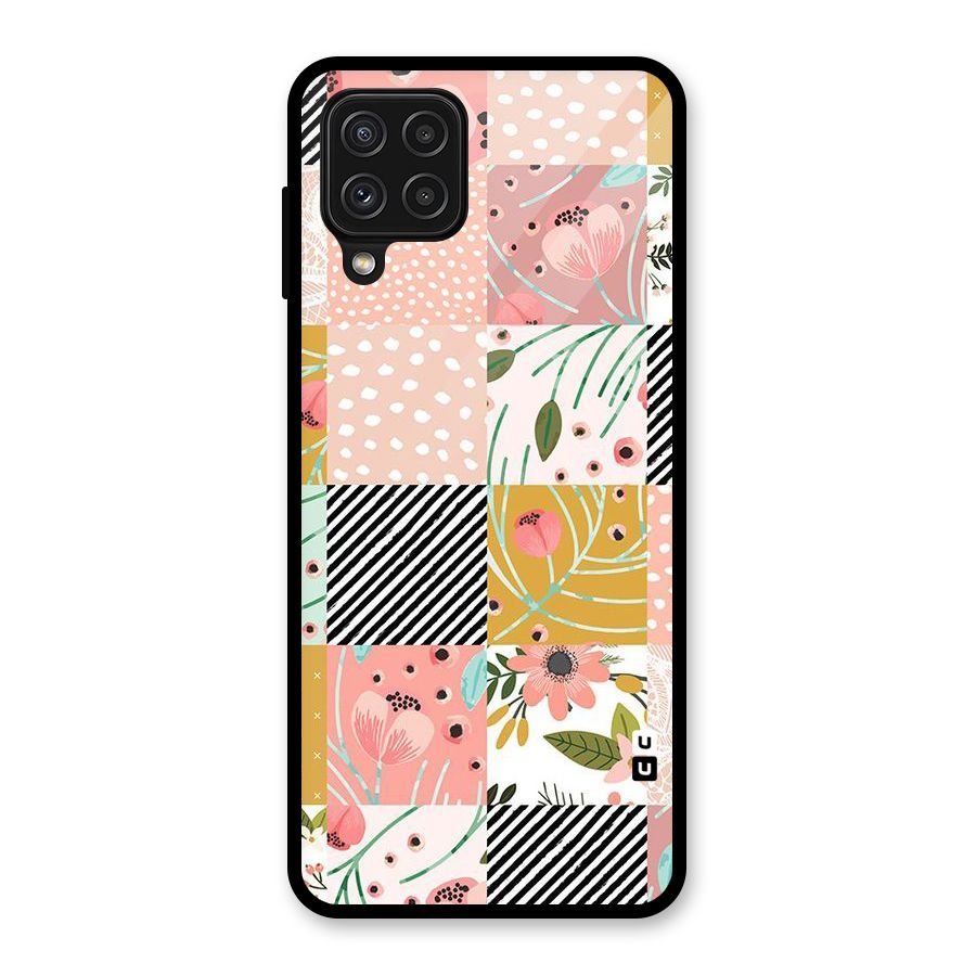 Leaf Stripe Polka Glass Back Case for Galaxy A22 4G
