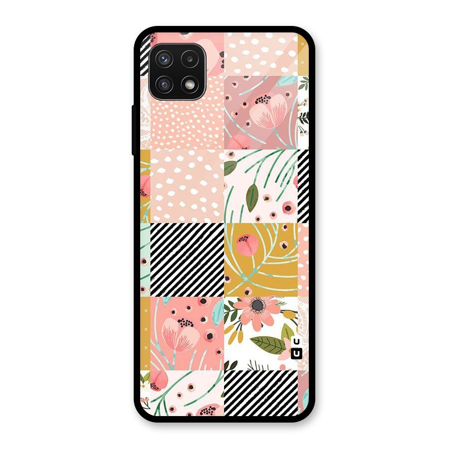 Leaf Stripe Polka Glass Back Case for Galaxy A22 5G
