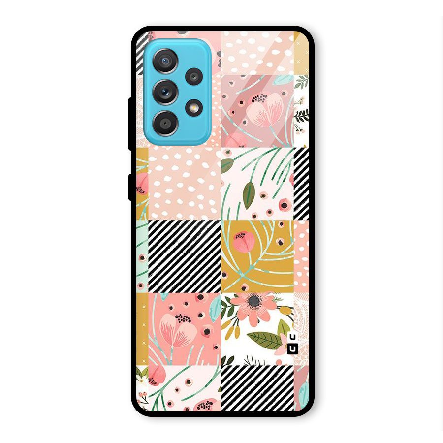 Leaf Stripe Polka Glass Back Case for Galaxy A52