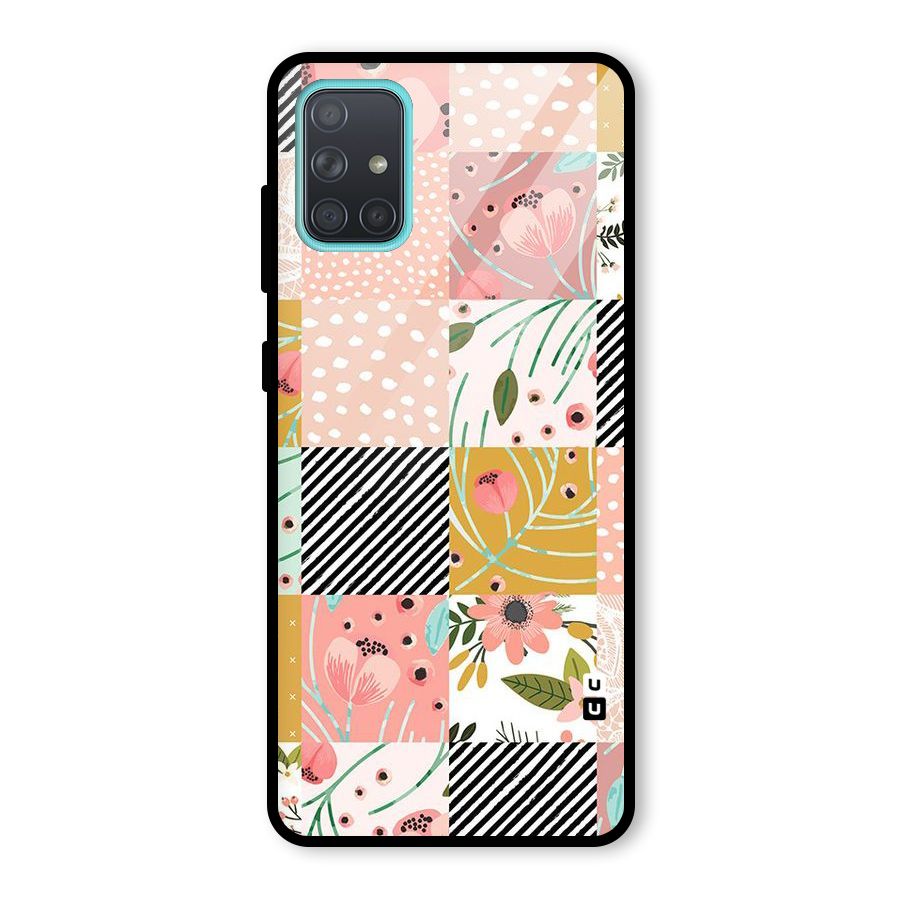 Leaf Stripe Polka Glass Back Case for Galaxy A71