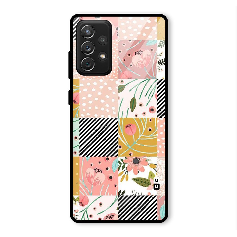 Leaf Stripe Polka Glass Back Case for Galaxy A72