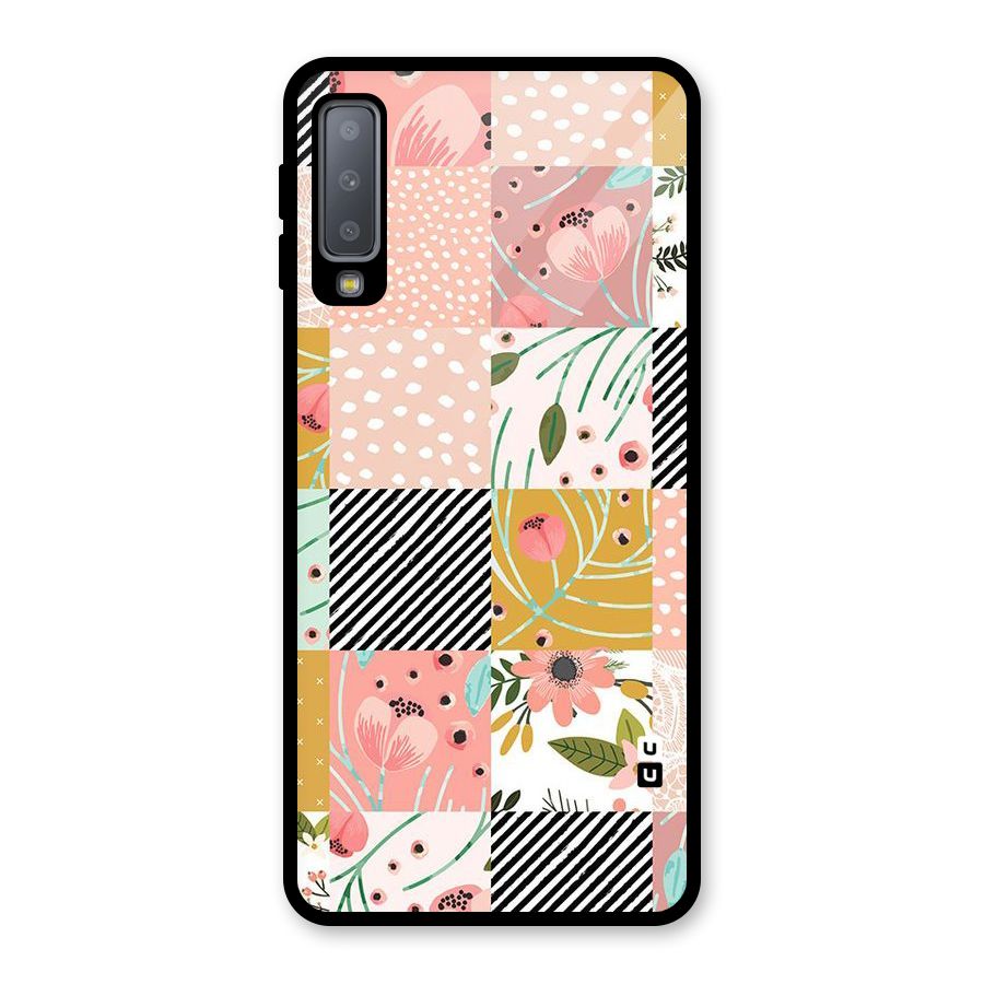 Leaf Stripe Polka Glass Back Case for Galaxy A7 (2018)