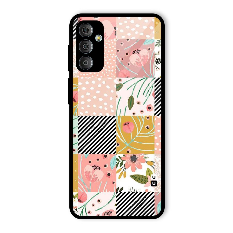 Leaf Stripe Polka Glass Back Case for Galaxy F23
