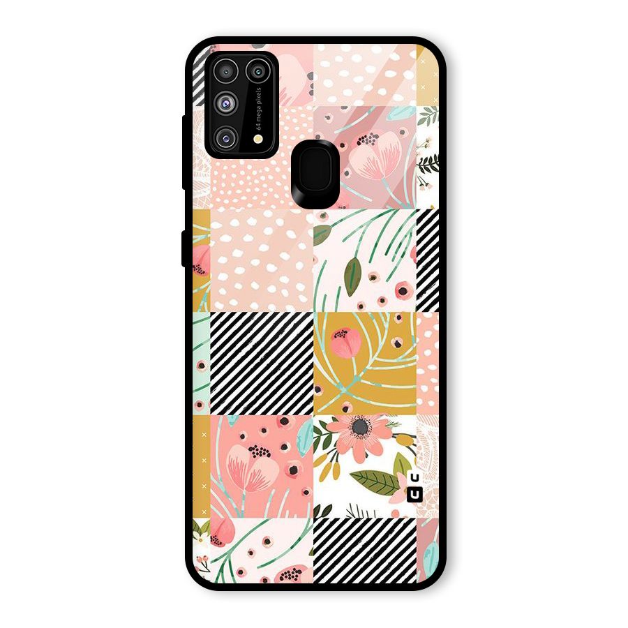 Leaf Stripe Polka Glass Back Case for Galaxy F41