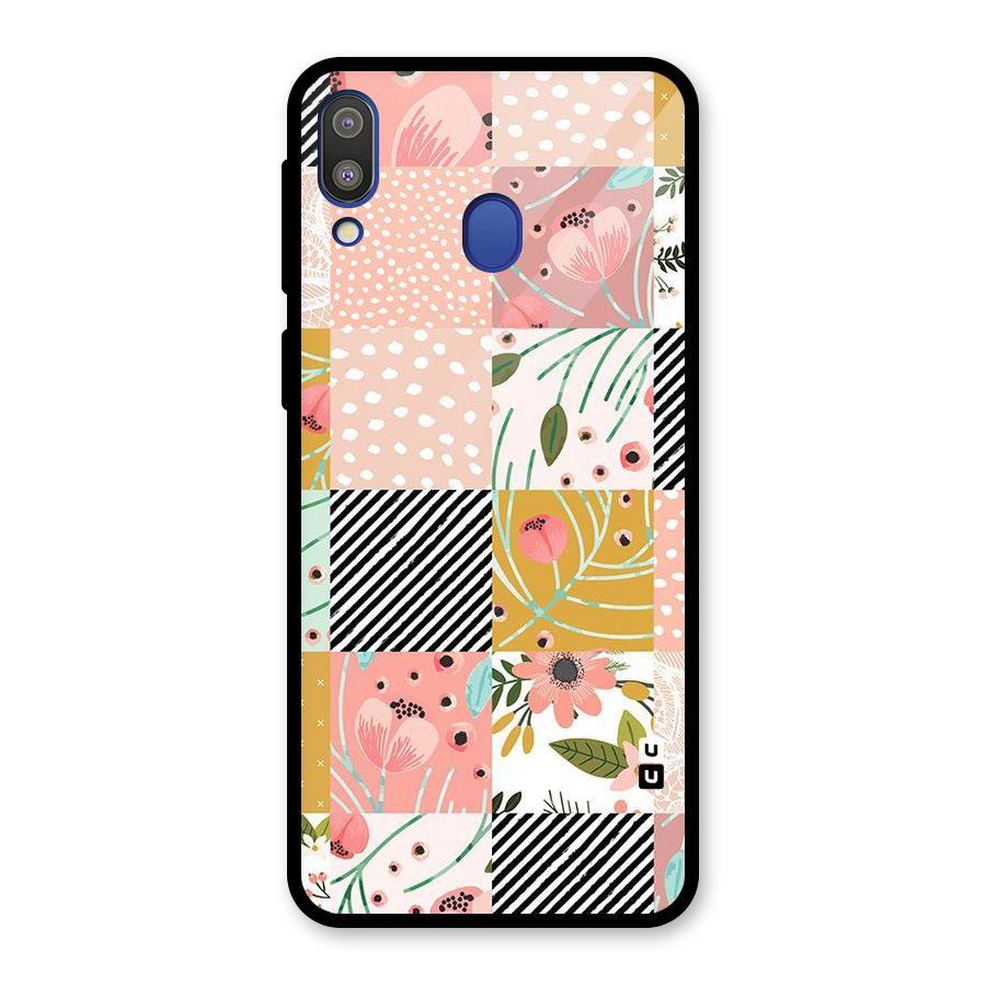 Leaf Stripe Polka Glass Back Case for Galaxy M20