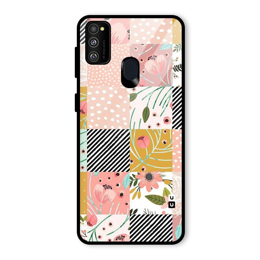 Leaf Stripe Polka Glass Back Case for Galaxy M30s