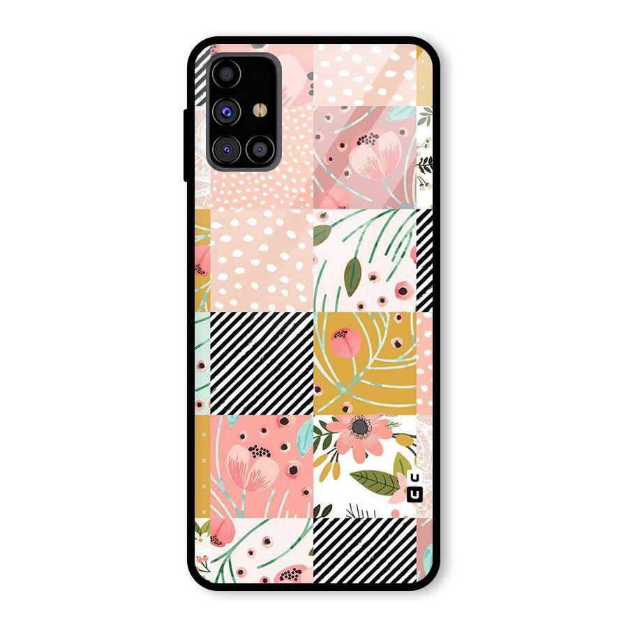 Leaf Stripe Polka Glass Back Case for Galaxy M31s