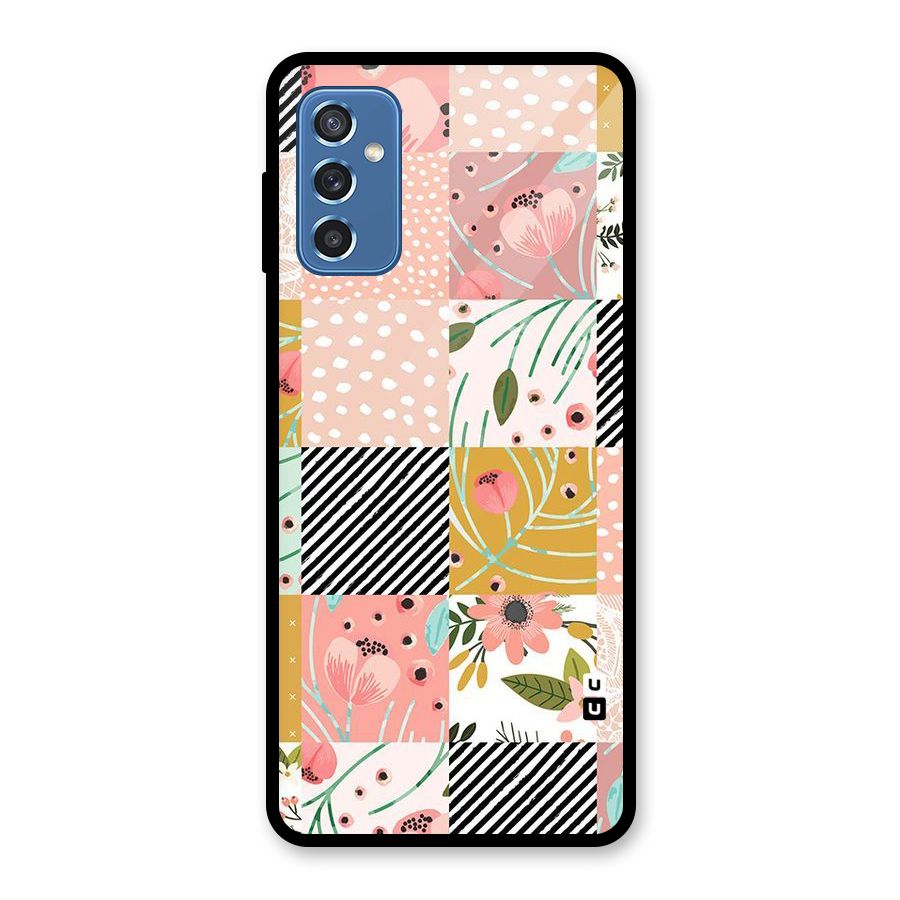 Leaf Stripe Polka Glass Back Case for Galaxy M52 5G