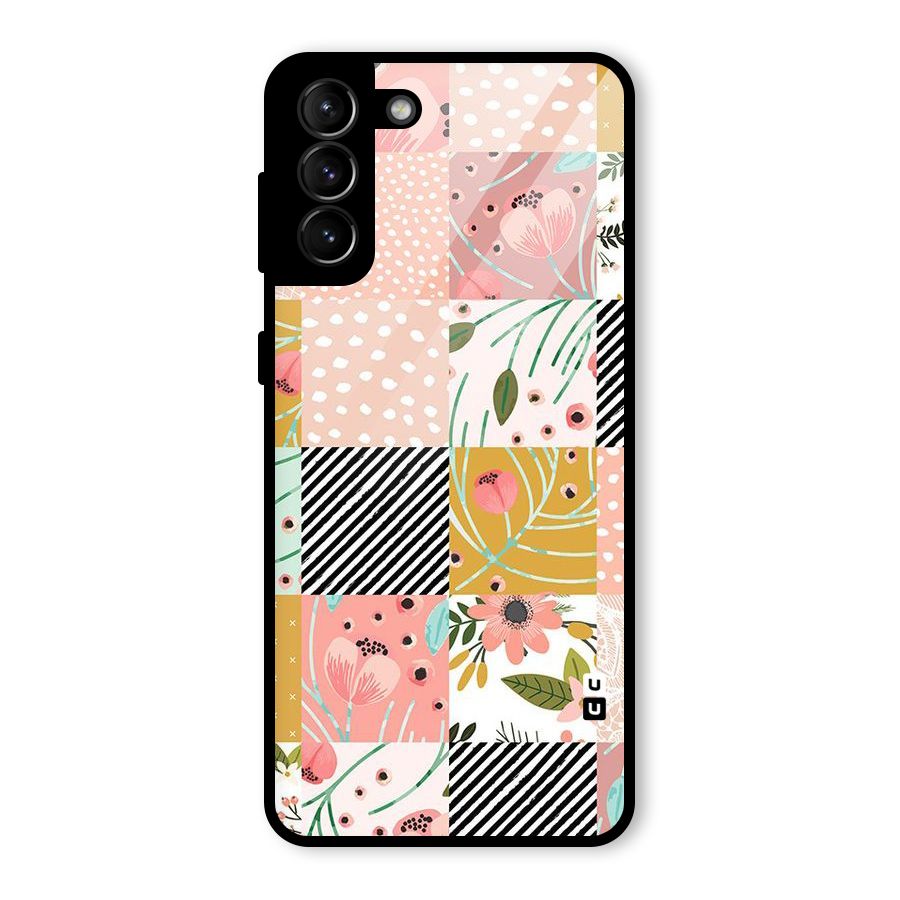 Leaf Stripe Polka Glass Back Case for Galaxy S21 Plus