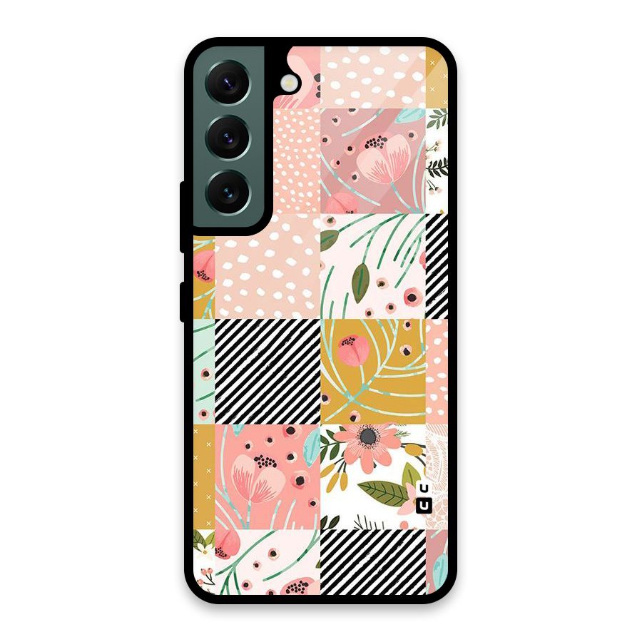Leaf Stripe Polka Glass Back Case for Galaxy S22 5G
