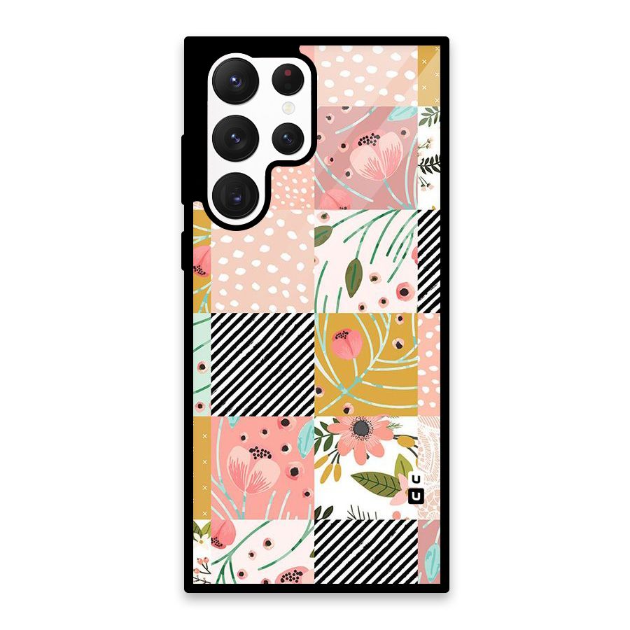 Leaf Stripe Polka Glass Back Case for Galaxy S22 Ultra 5G