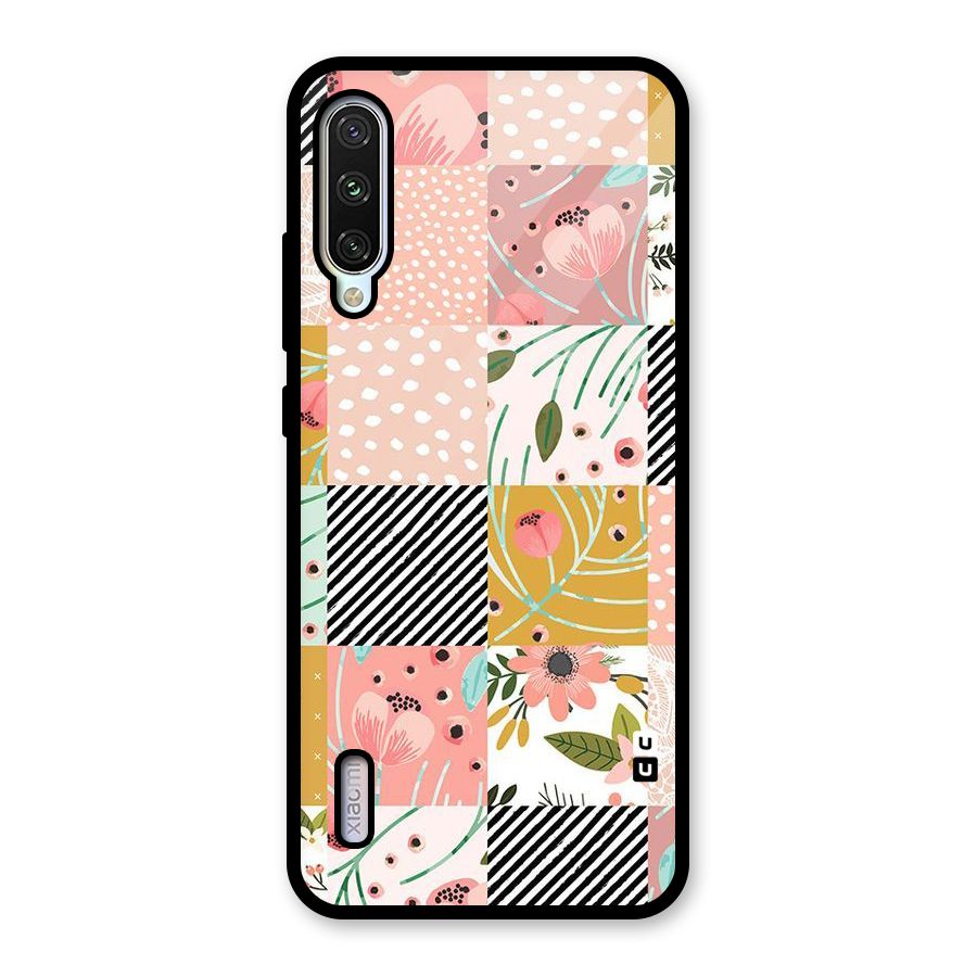 Leaf Stripe Polka Glass Back Case for Mi A3
