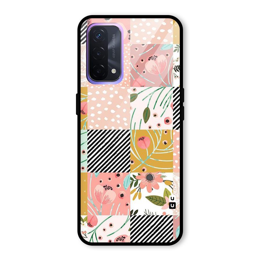 Leaf Stripe Polka Glass Back Case for Oppo A74 5G