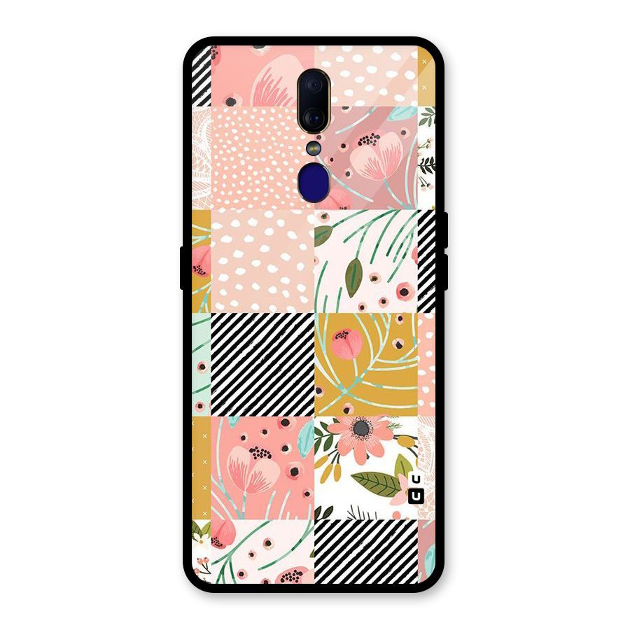 Leaf Stripe Polka Glass Back Case for Oppo F11