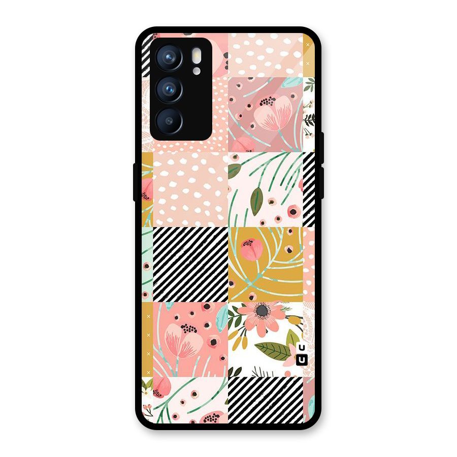 Leaf Stripe Polka Glass Back Case for Oppo Reno6 5G