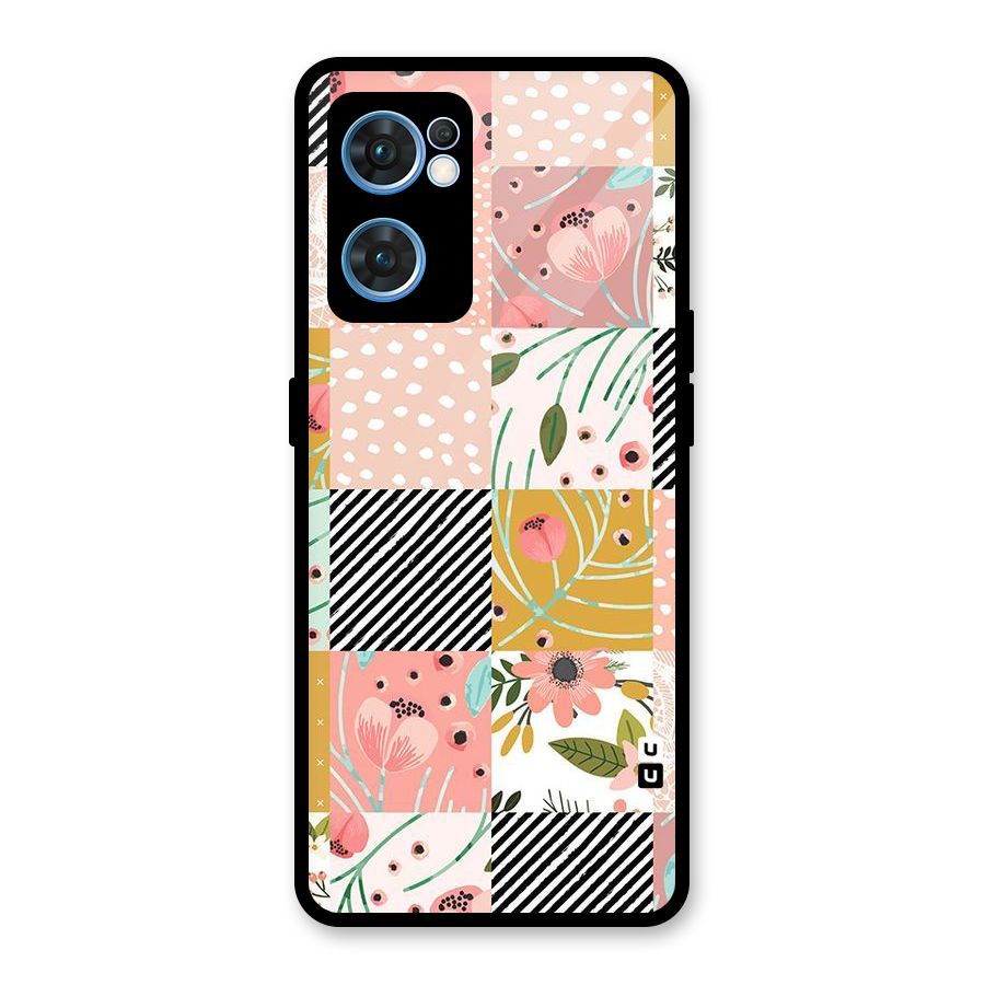 Leaf Stripe Polka Glass Back Case for Oppo Reno7 5G