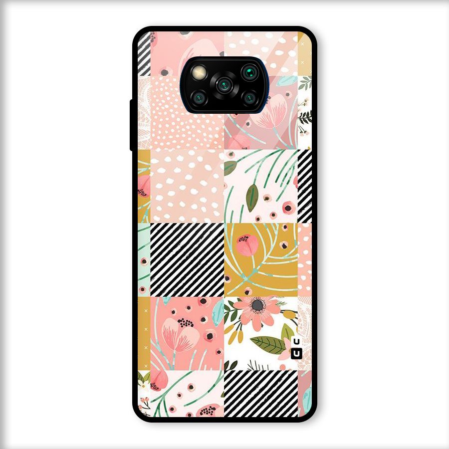 Leaf Stripe Polka Glass Back Case for Poco X3