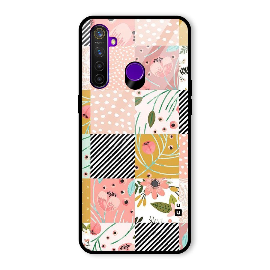 Leaf Stripe Polka Glass Back Case for Realme 5 Pro