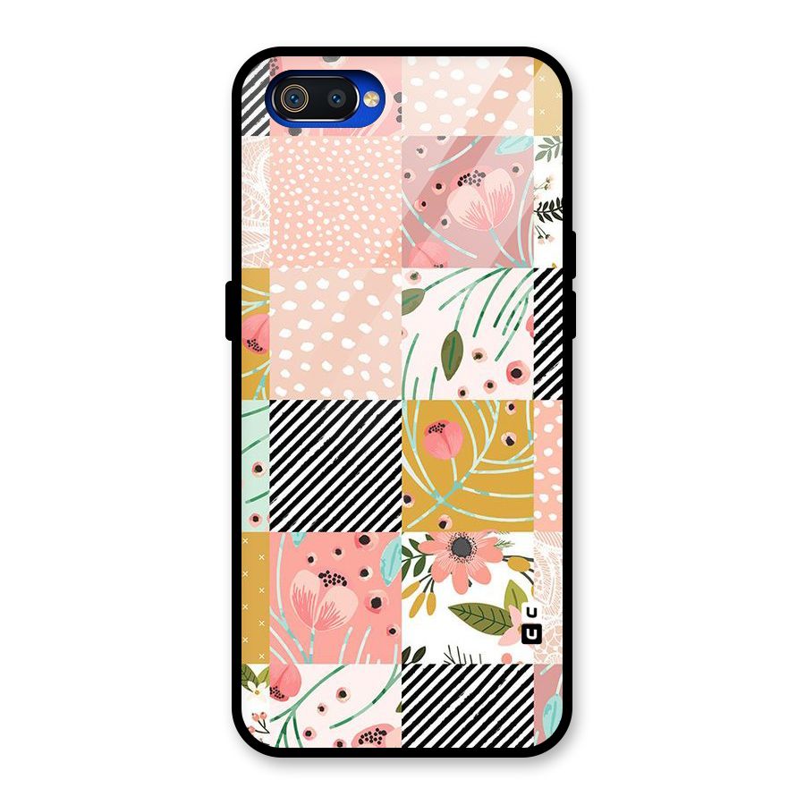 Leaf Stripe Polka Glass Back Case for Realme C2