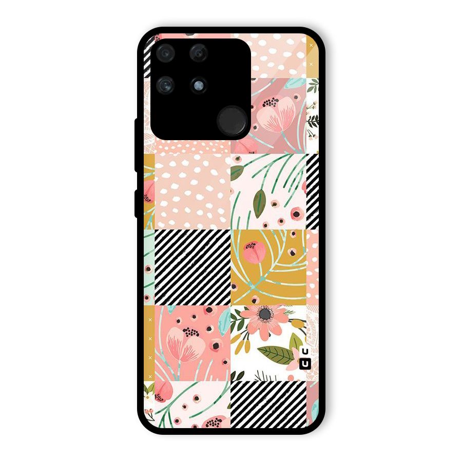 Leaf Stripe Polka Glass Back Case for Realme Narzo 50A