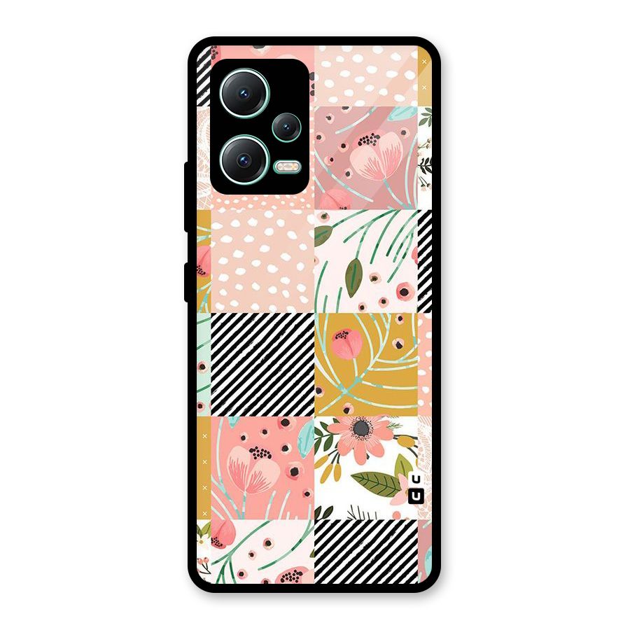 Leaf Stripe Polka Glass Back Case for Redmi Note 12 5G