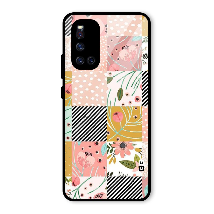 Leaf Stripe Polka Glass Back Case for Vivo V19