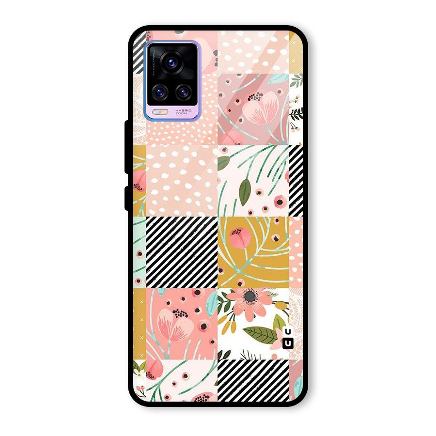 Leaf Stripe Polka Glass Back Case for Vivo V20 Pro