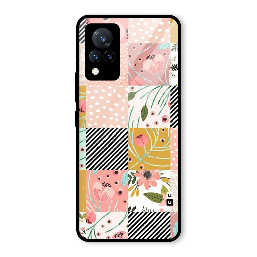 Leaf Stripe Polka Glass Back Case for Vivo V21 5G