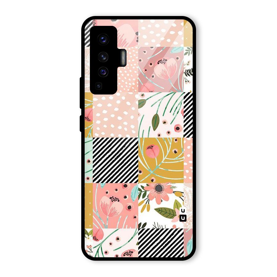 Leaf Stripe Polka Glass Back Case for Vivo X50