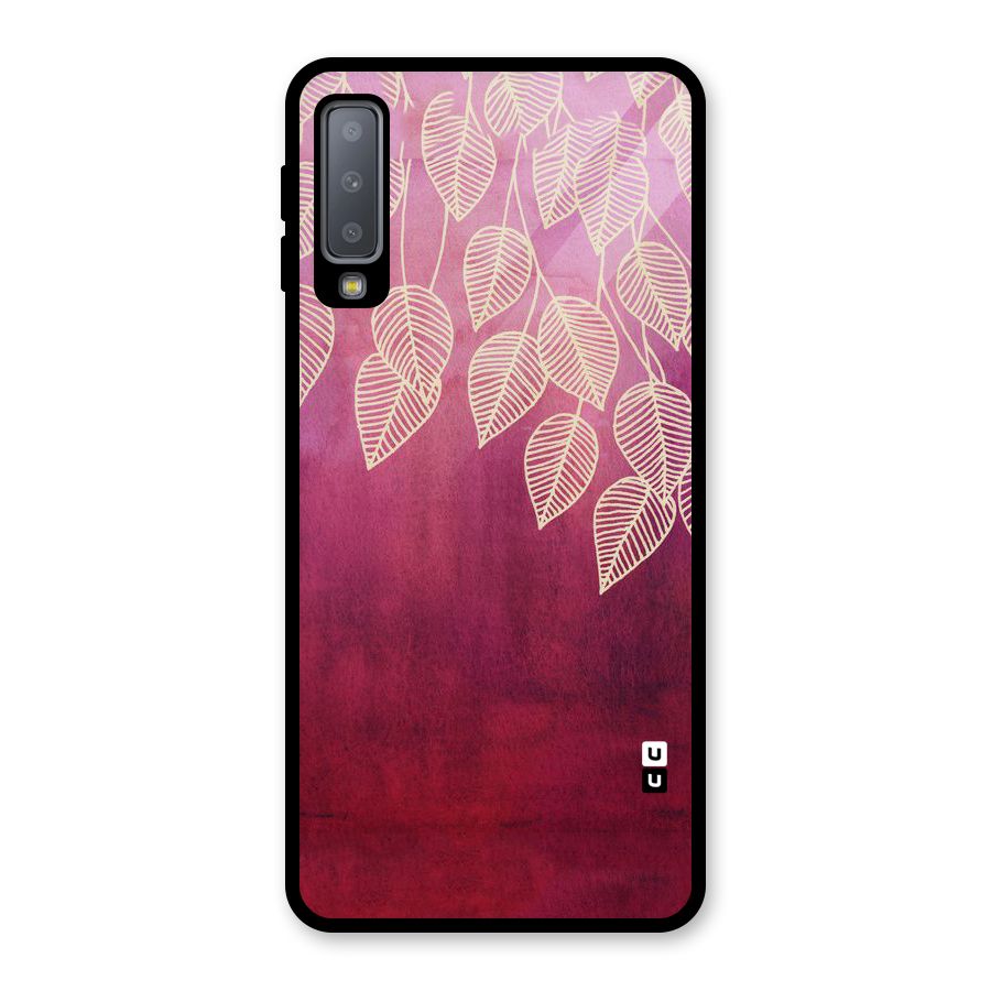 Leafy Outline Glass Back Case for Galaxy A7 (2018)