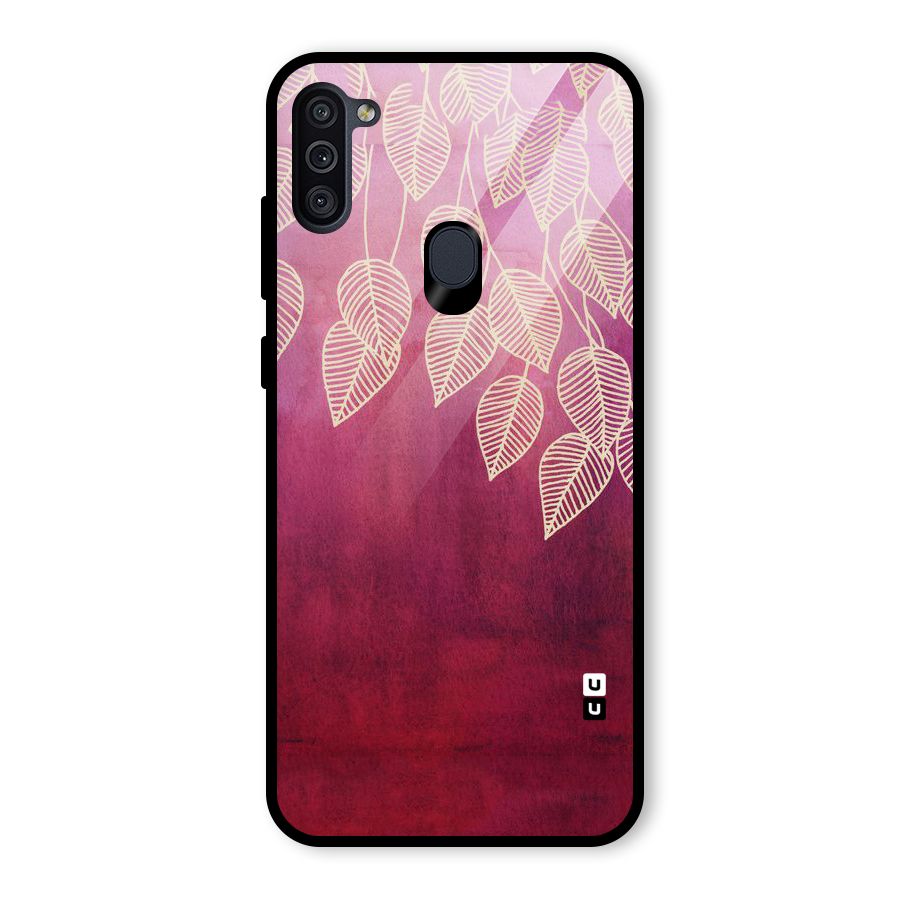 Leafy Outline Glass Back Case for Galaxy M11