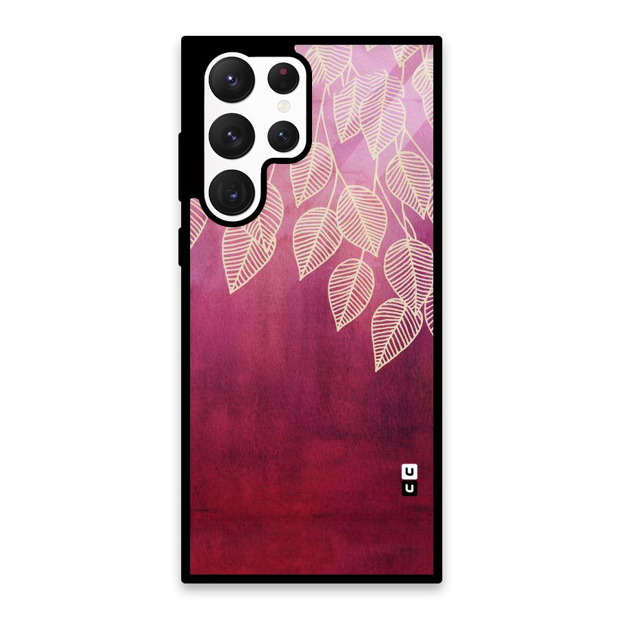 Leafy Outline Glass Back Case for Galaxy S22 Ultra 5G