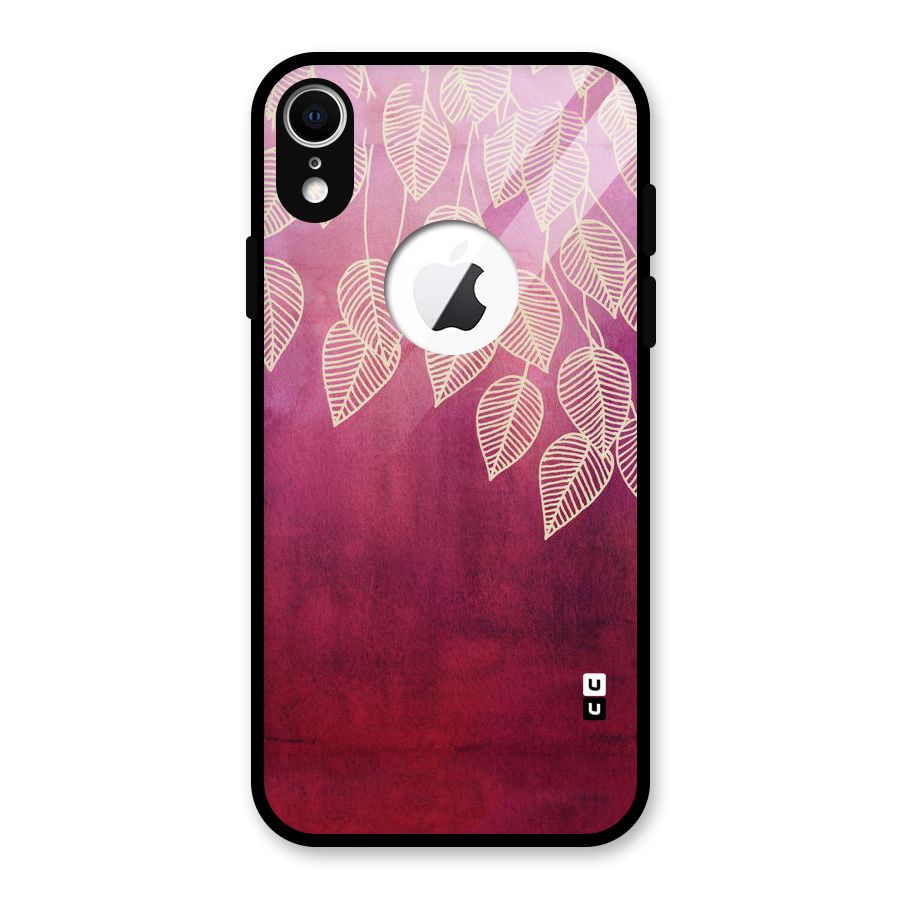 Leafy Outline Glass Back Case for iPhone XR Logo Cut